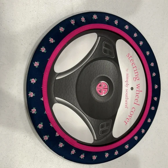 Simply Southern Rose pattern Steering wheel Cover and License Plate Holder New - Picture 3 of 5